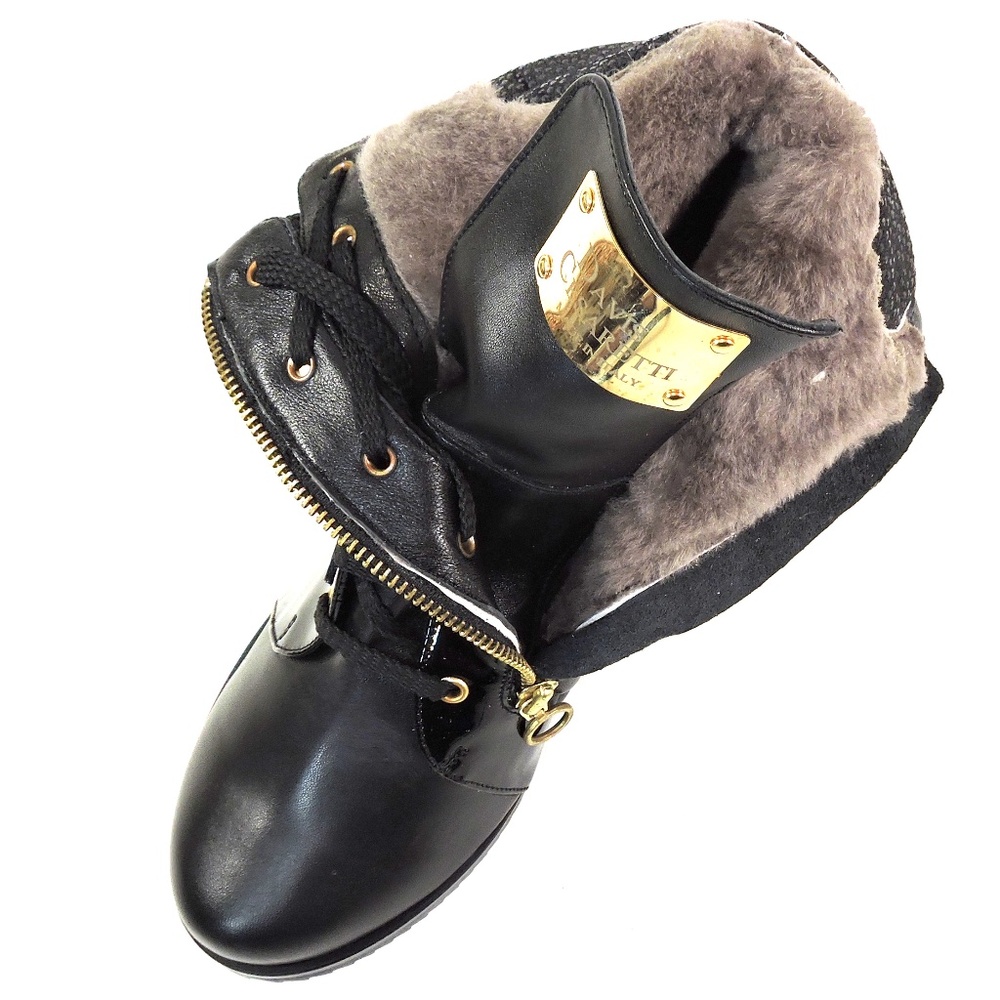 DAVIS CESARETTI 🇮🇹 WOMEN'S BLACK SOFT LEATHER COMFORT WINTER WEDGE BOOTIE - Picture 7 of 8